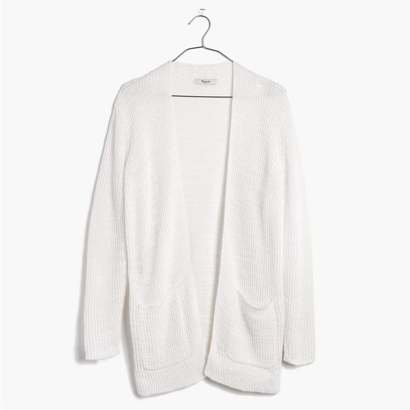Madewell - White Linen Blend Postscript Cardigan Sweater - Picture 2 of 3